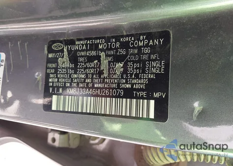 2017 Hyundai Tucson Se from USA, damaged, VIN KM8J33A46HU261079